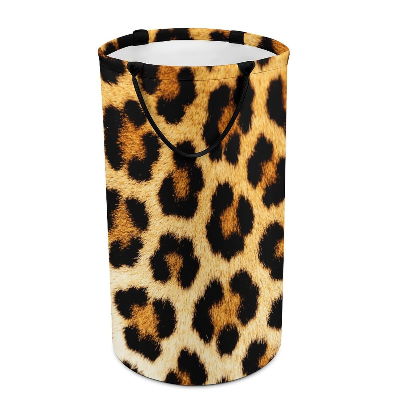 Fodpand Style Leopardprint Laundry Basket With Handle Foldable Laundry Hamper Narrow Laundry Bag For Bedroom, Bathroom, Laundry Room 15.7X27.2 In