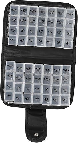 Miniatura 8 de Caja organizadora de medicamentos, organizador de píldoras mensual portátil de gran compartimento 4 veces al día con recipientes individuales