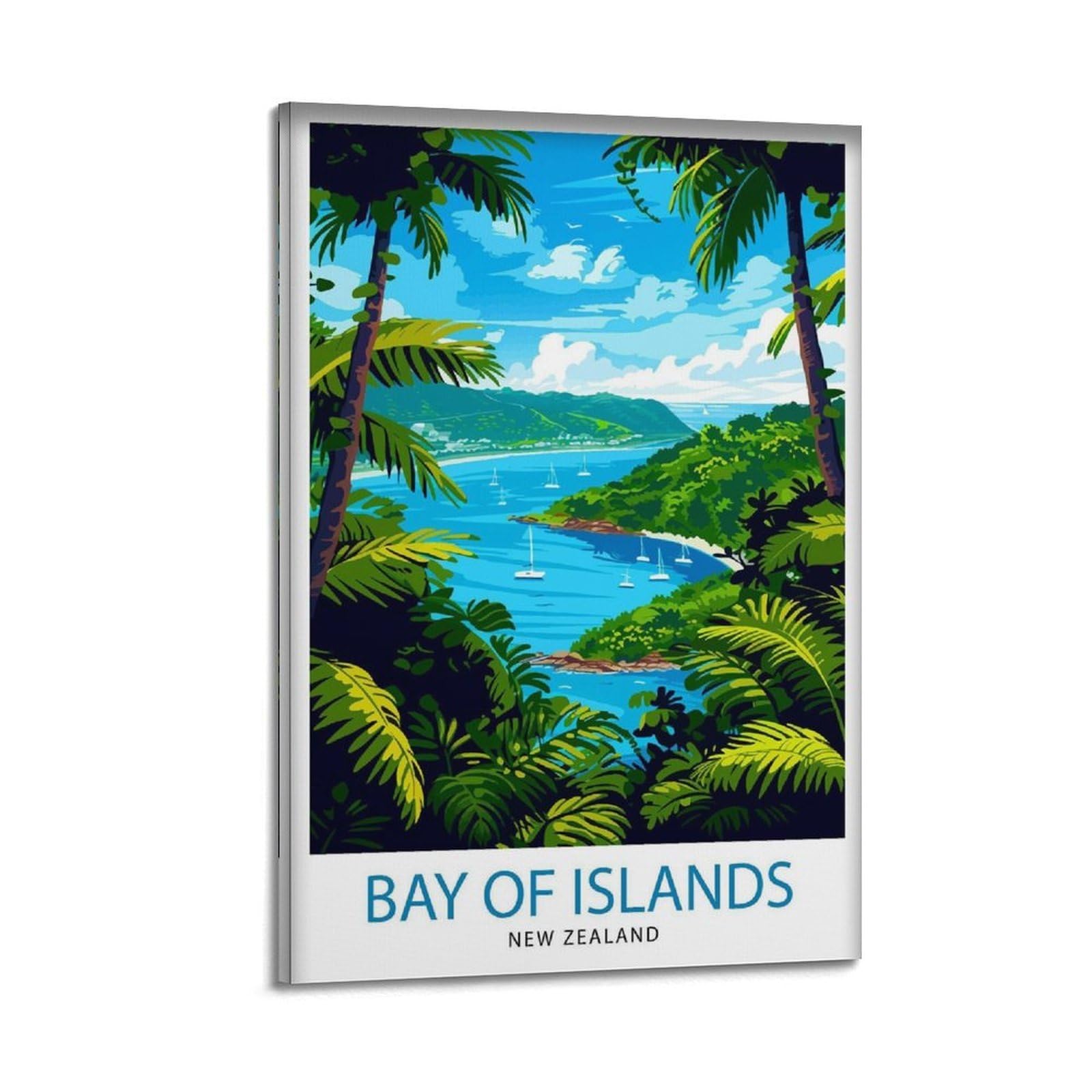 xiaoxiaoshen Bay of Islands New Zealand Travel Canvas Poster Wall Art Prints Room Aesthetic Murals Bedroom And Living Decorations 20x30inch(50x75cm)