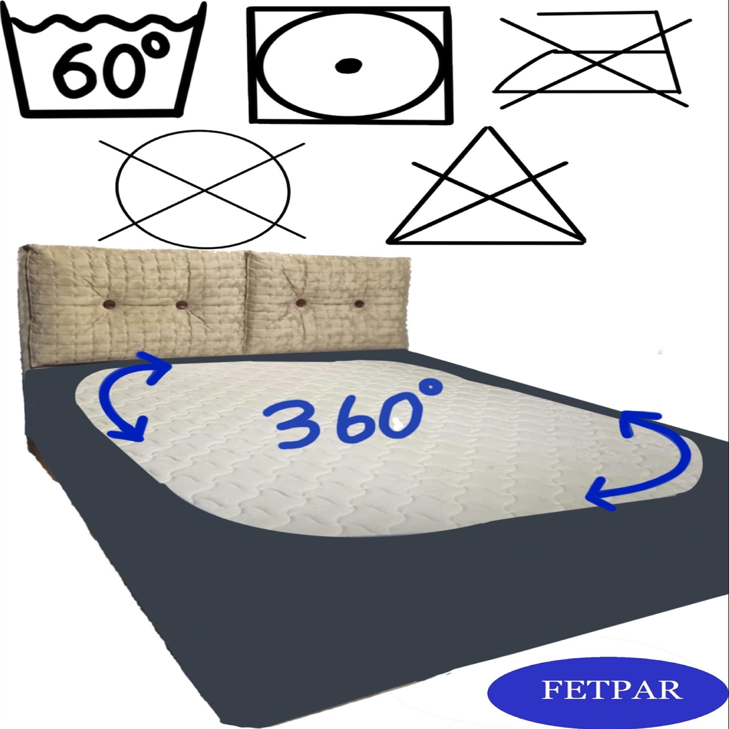 Protector de colchón de algodón, protector de cama hipoalergénico, bandas elásticas, transpirable y cómodo, funda de colchón extensible (blanco, 180 x 200 + (35-40))