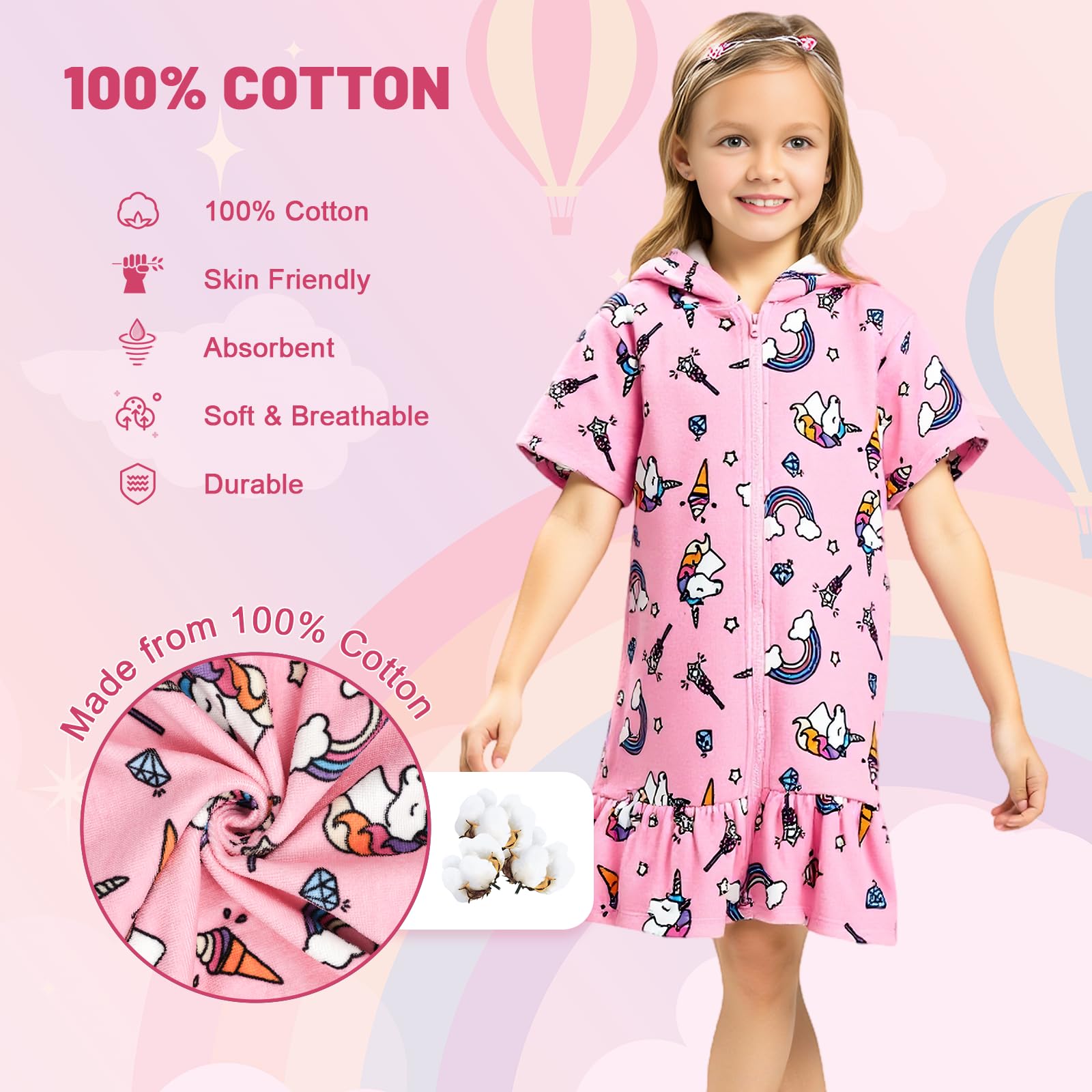 MOEMOE BABY Strandlaken voor kinderen, 100% katoen, poncho, voor kinderen, jongens, meisjes, strandhanddoek, met capuchon, voor zwembad, poncho, auto