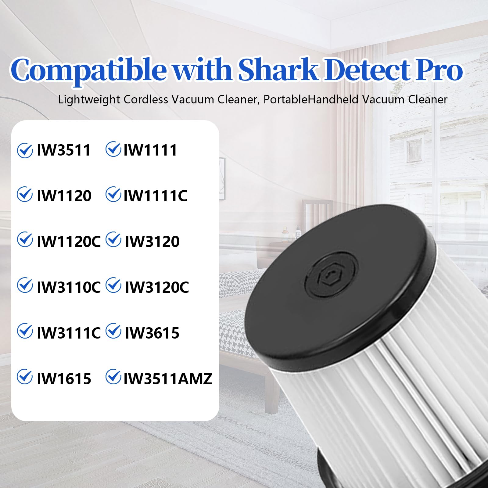 IW3511, IW3120 - Filtri HEPA di ricambio per Shark – Compatibile con aspirapolvere Detect Pro Cordless Stick, Detect Clean Auto Empty System, IW1111, IW1120, IW3615, confezione da 1