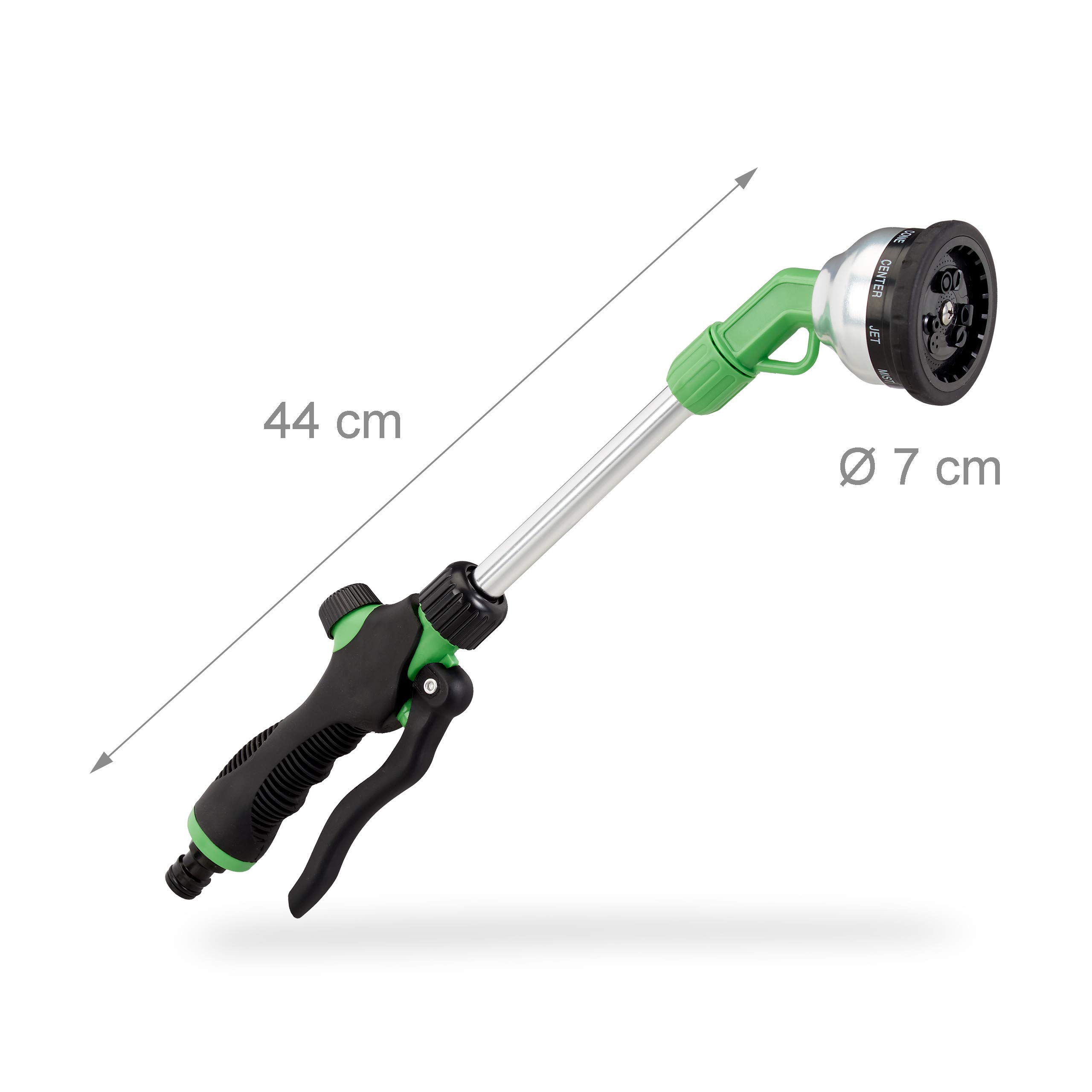 Relaxdays Pomme D’Arrosage Premium 9 Fonctions - Pistolet Irrigation 1/2 Pouces 44 Cm Vert Noir