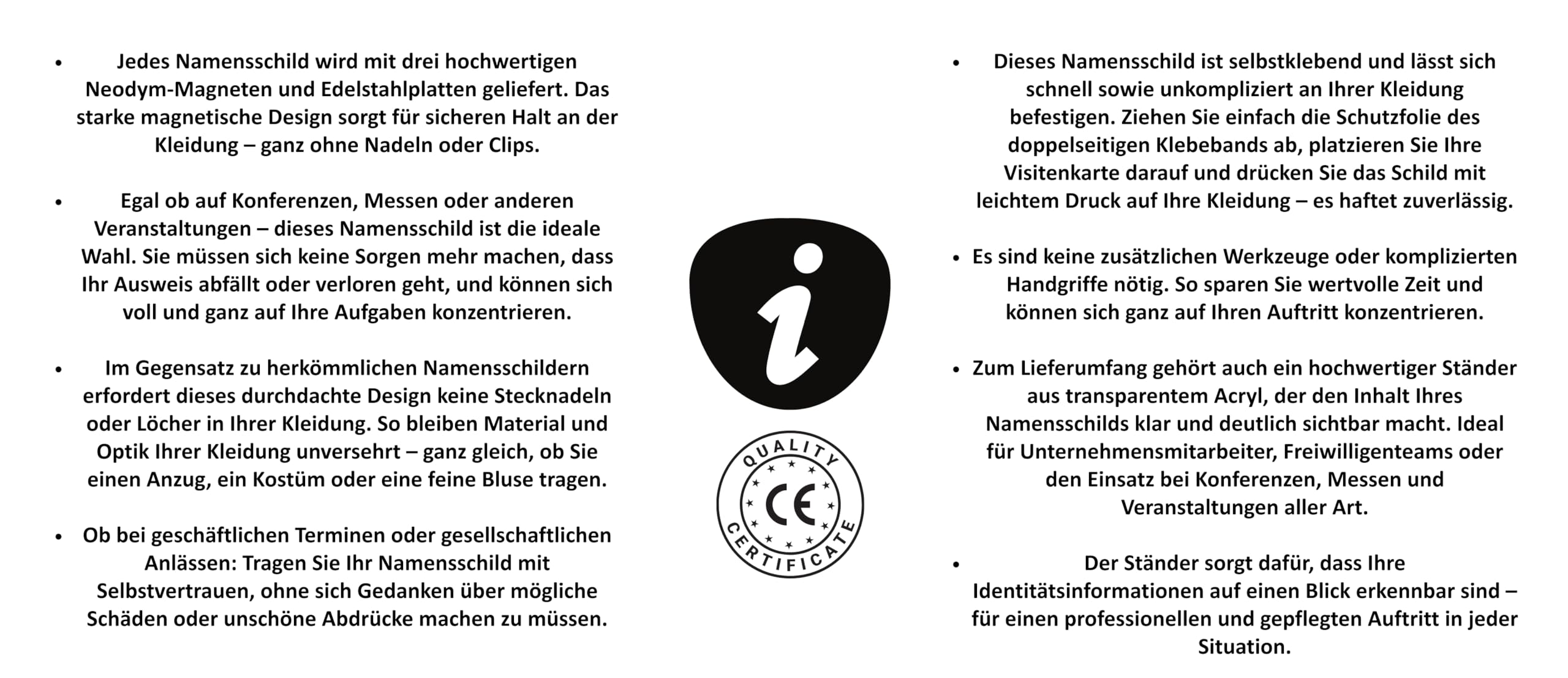 Liebert 20 Stück Magnetische Namensschilder 75x30mm – Wiederverwendbare Namensschilder mit starkem 3-Punkt Neodym Magnet – Transparente Acryl Badge Holder ohne Nadeln – Für Büro, Schule & Konferenzen