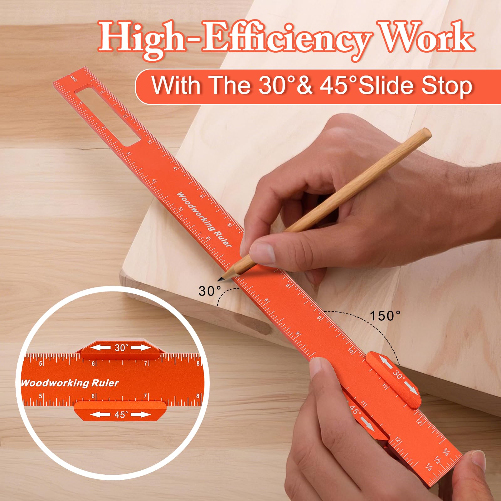 Precision Pocket Woodworking Ruler, 3Pcs Aluminum Alloy Multifunctional Rulers, T Type Scribing And Square Ruler For Marking And Measuring (6/8/12 Inch