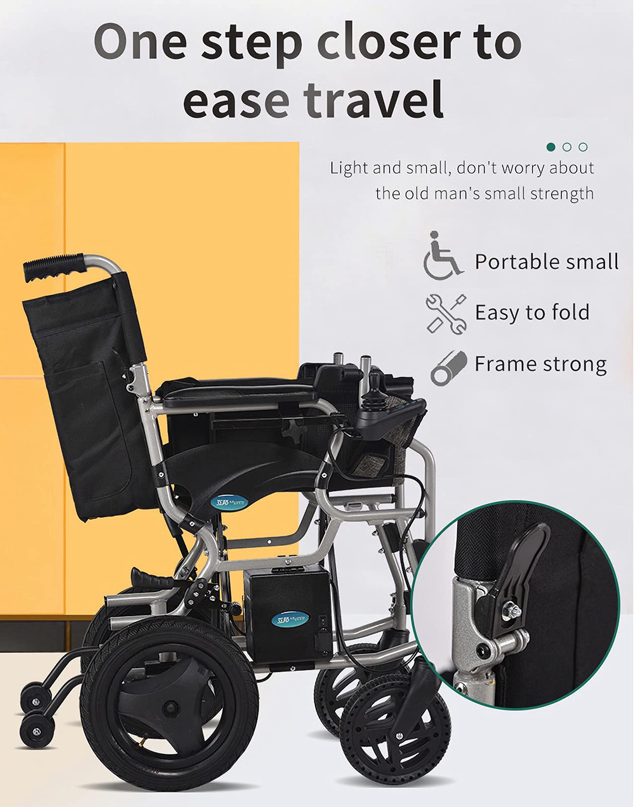Potente Doppio Motore, Adatto per Anziani e disabili, Scooter Elettrico Pieghevole Leggero per Mobilità, Sedia a rotelle elettrica Pieghevole motorizzata per Sedia a rotelle