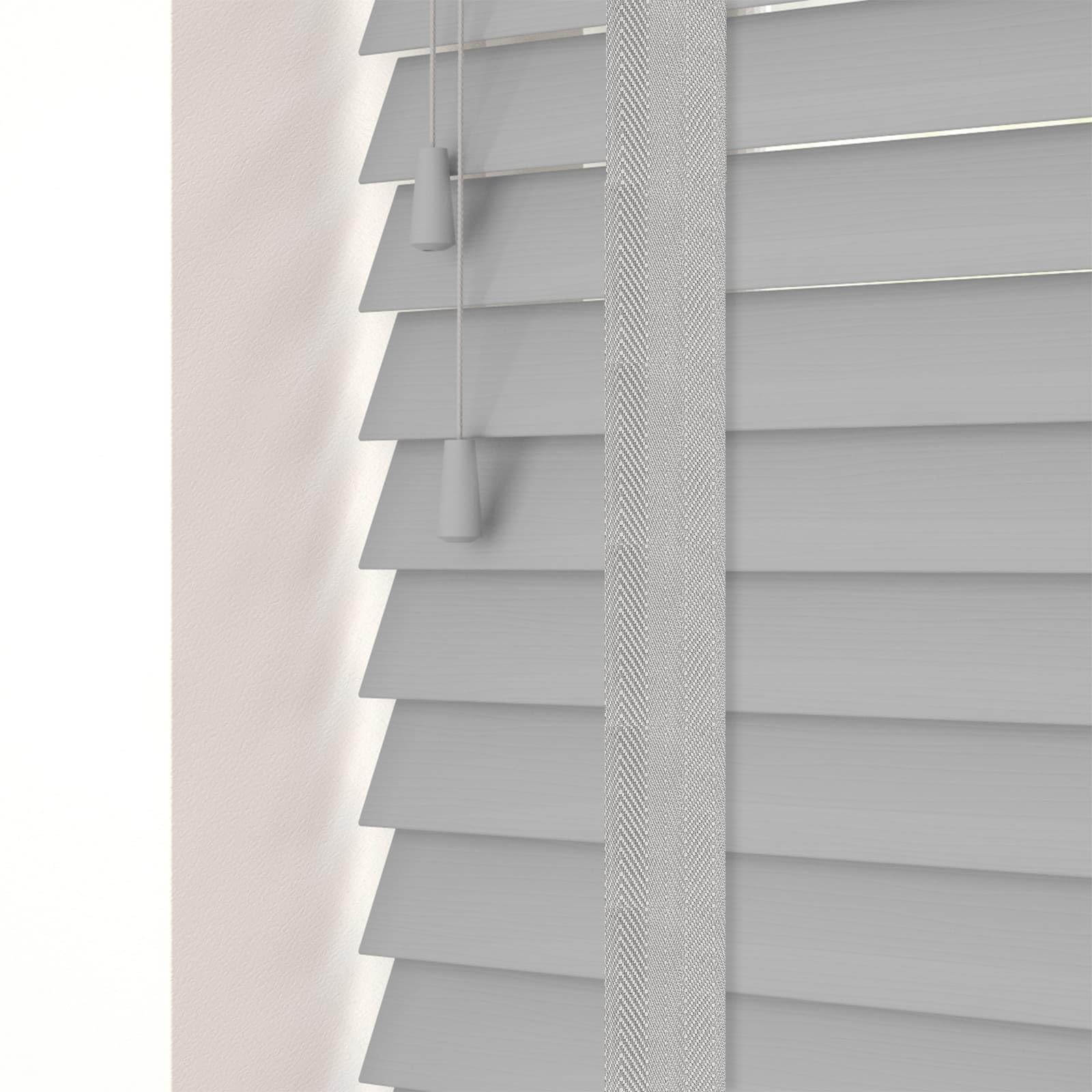 Made to Measure Faux Wood Venetian Blind 50mm Slats Wood Grain Pattern Deluxe Taped Light Grey 120cm Width x 200cm Length