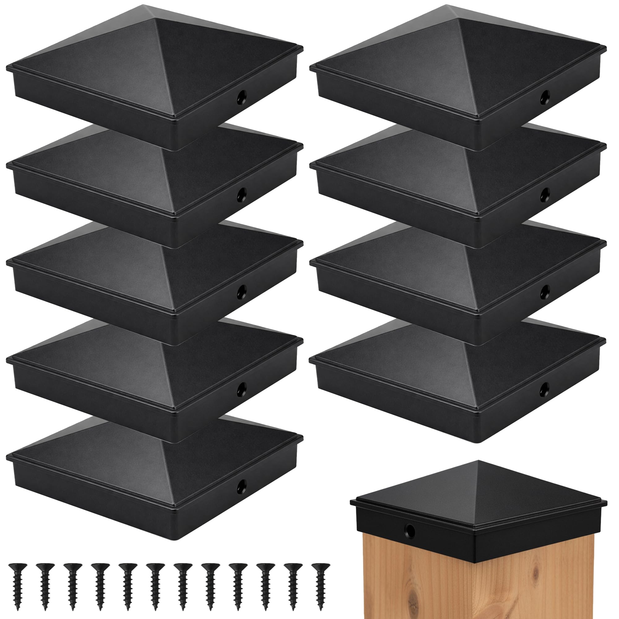Photo 1 of INDECKMO 4x4 Post Caps Pyramid - Matte Black Aluminum (10 Pack)