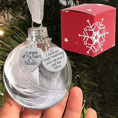 Miniatura 16 de Adorno conmemorativo de Navidad transparente, bola de plumas, A Piece of My Heart is in Heaven, Loss of Loved One Aunt Christmas Tree Hanging Pendan