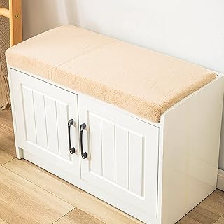 Poduszki ławkowe w stylu japońskim, antypoślizgowe dno wyściełane tuftowane poduszki do przedpokoju, wewnętrzna pianka zewnętrzna prostokątna poduszka na stojak na buty ławka na buty przedpokoju-królik pluszowy kolor wielbłąda 50*50*3 cm (19,7 cala * 19,7 cala * 1.