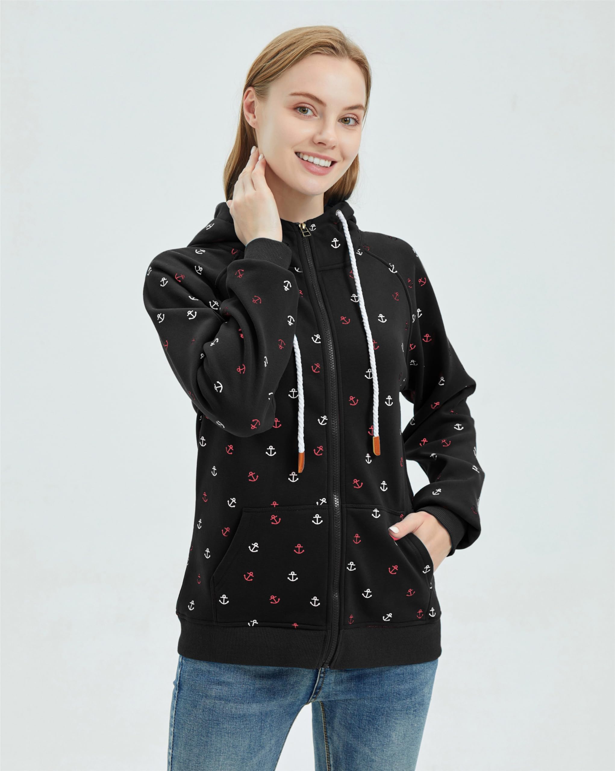 Jacke Damen Sweatjacke Hoodie Sweatshirt Oberteile Damen Pullover Kapuzenpullover Pulli mit Reissverschluss