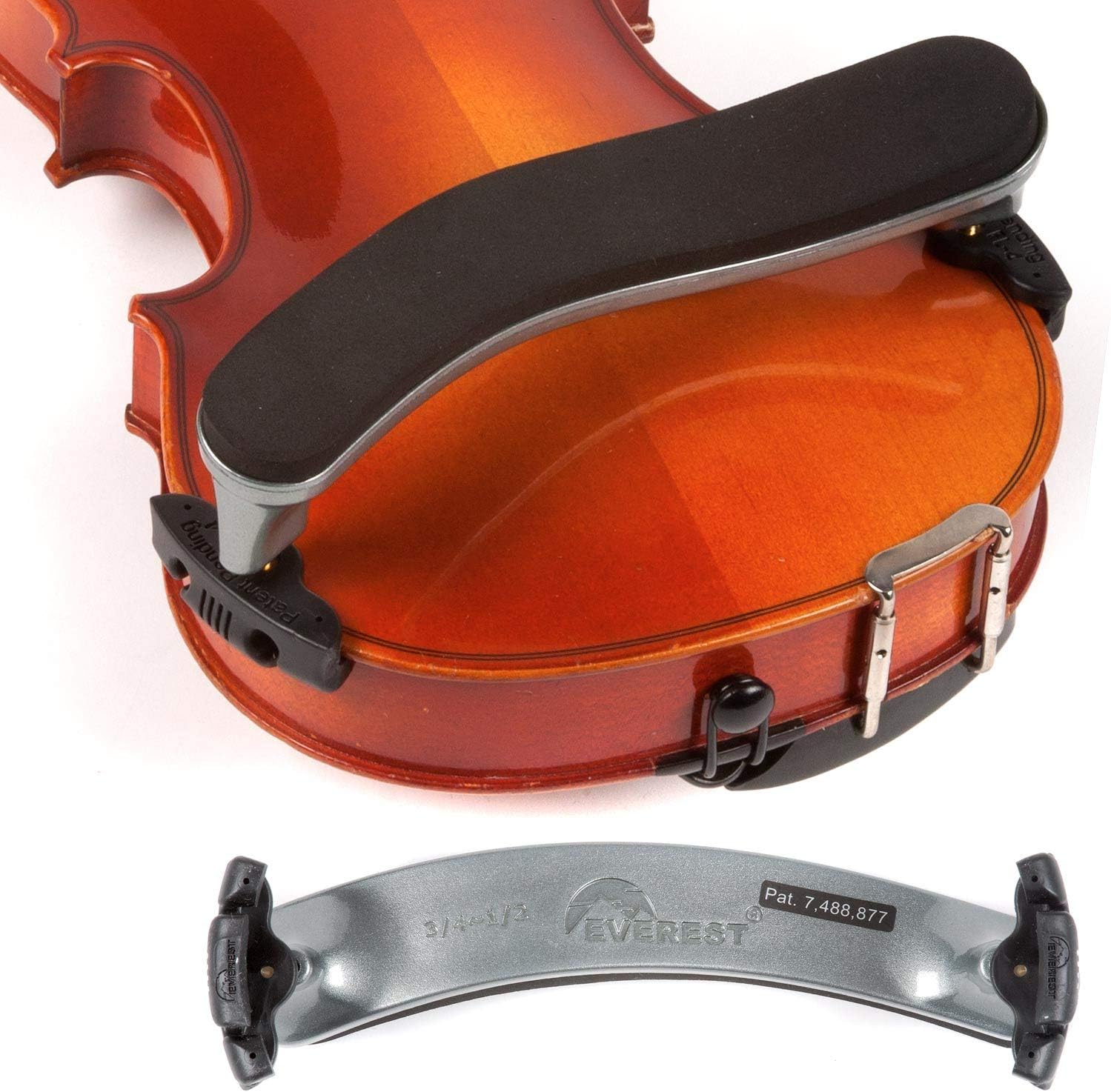 Everest 3/41/2 Violin ES Silver Shoulder Rest Musical
