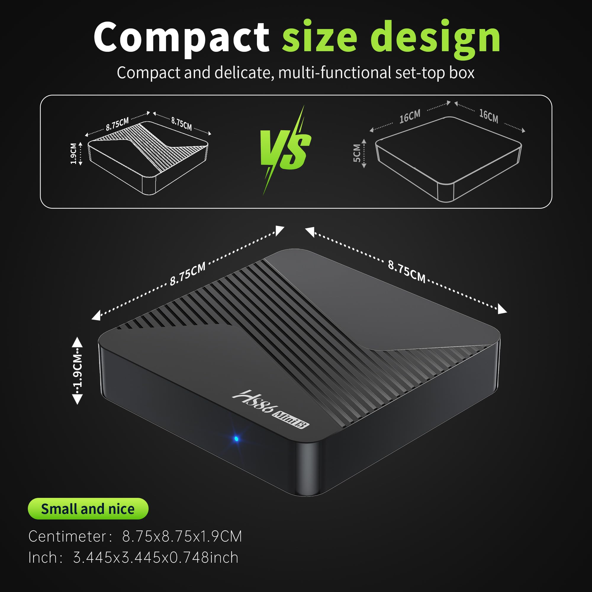 Android TV Box 14.0, Android Box 2GB RAM 16GB ROM, RK3528 Quad-Core, supporta 2.4G/5G Doppio WiFi, 100M Ethernet Ultra HD 8K Smart TV Box