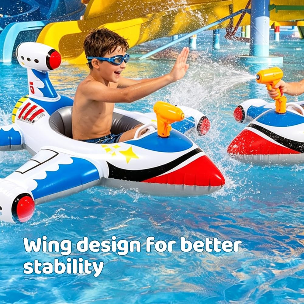 Anello da nuoto per bambini con pistola ad acqua, gonfiabile, anello da nuoto gonfiabile, per feste in spiaggia, giochi d'acqua per bambini estivi