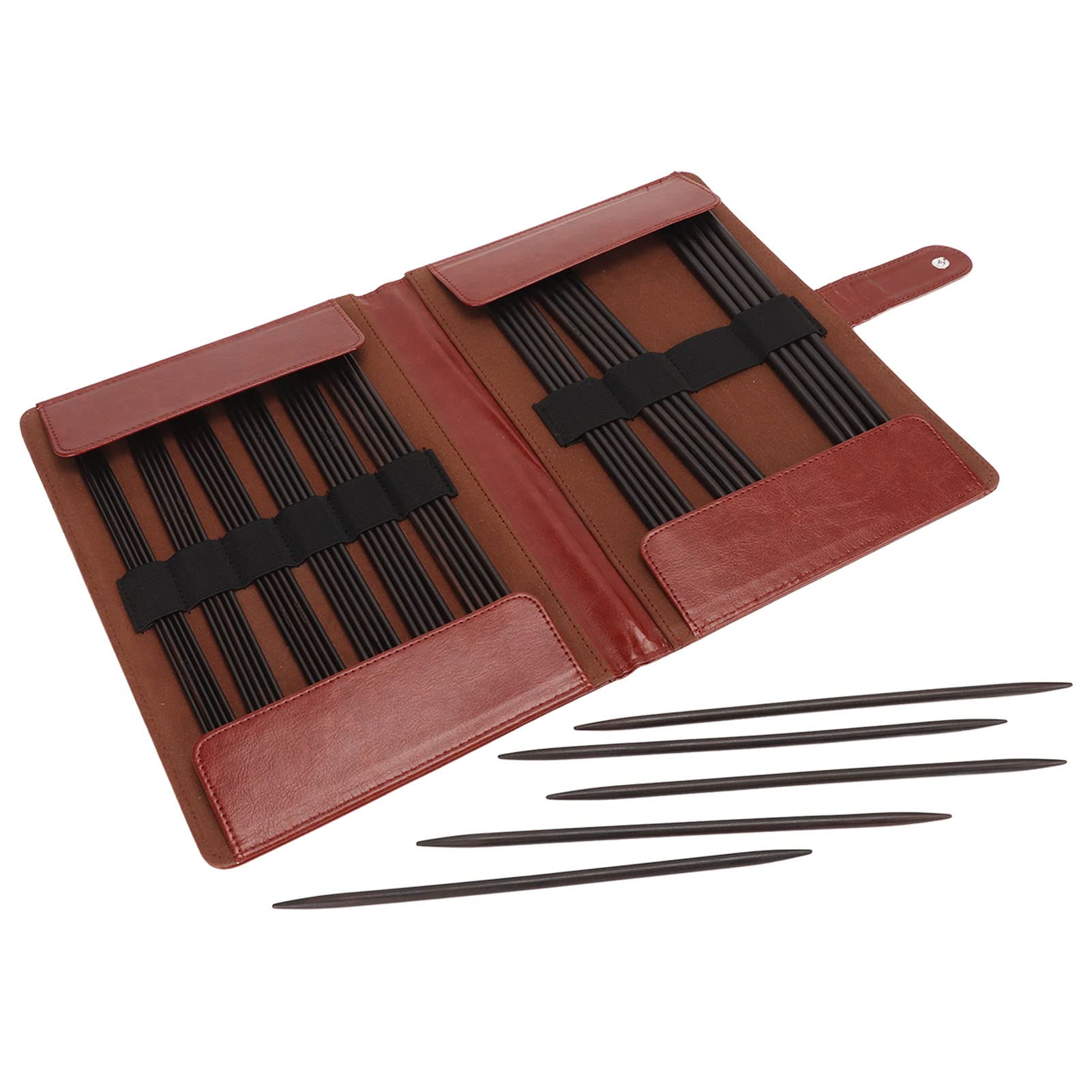 Rcniso Stricknadeln-Set aus Holz, 50-teilig, Fein Poliert, Doppelspitzig, Zum Stricken von Socken und Pullovern, Blackwood-Material