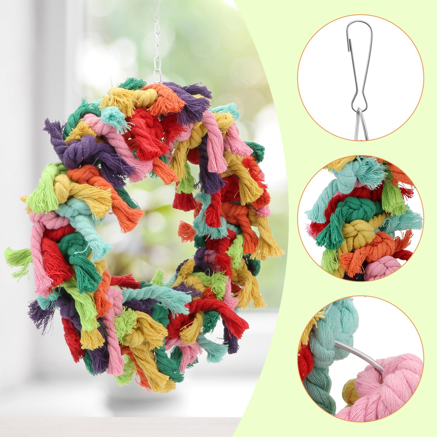 Hypeety Pet Bird Coton Bague Jeu d'exercice à mâcher Coton Snuggle Bague Bird Toy