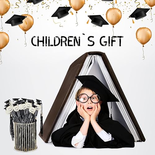 Miniatura 5 de 30 bolígrafos de punta de graduación con borlas, cara feliz, punta redonda, bolígrafo de punta redonda de 0.028 in, tinta de gel negra, bonito