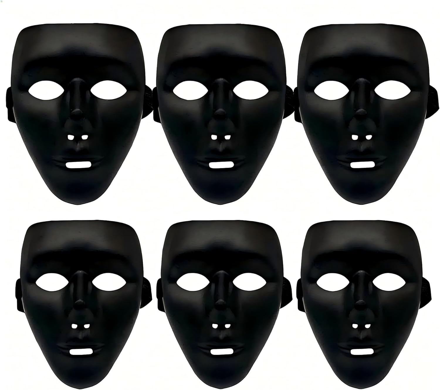 6 Máscaras Negras de Halloween para Adultos Disfraces Fiesta
