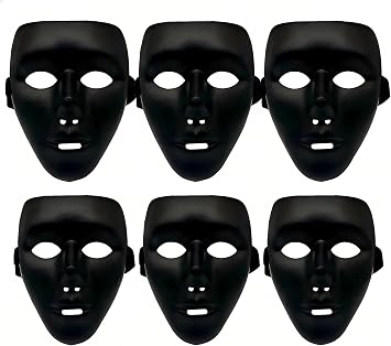 6 Pcs Halloween Fancy Dress Masks for Adults,Black Masks Costume,Cosplay Costume Makeup for Halloween,Costume Parties & Family Gatherings