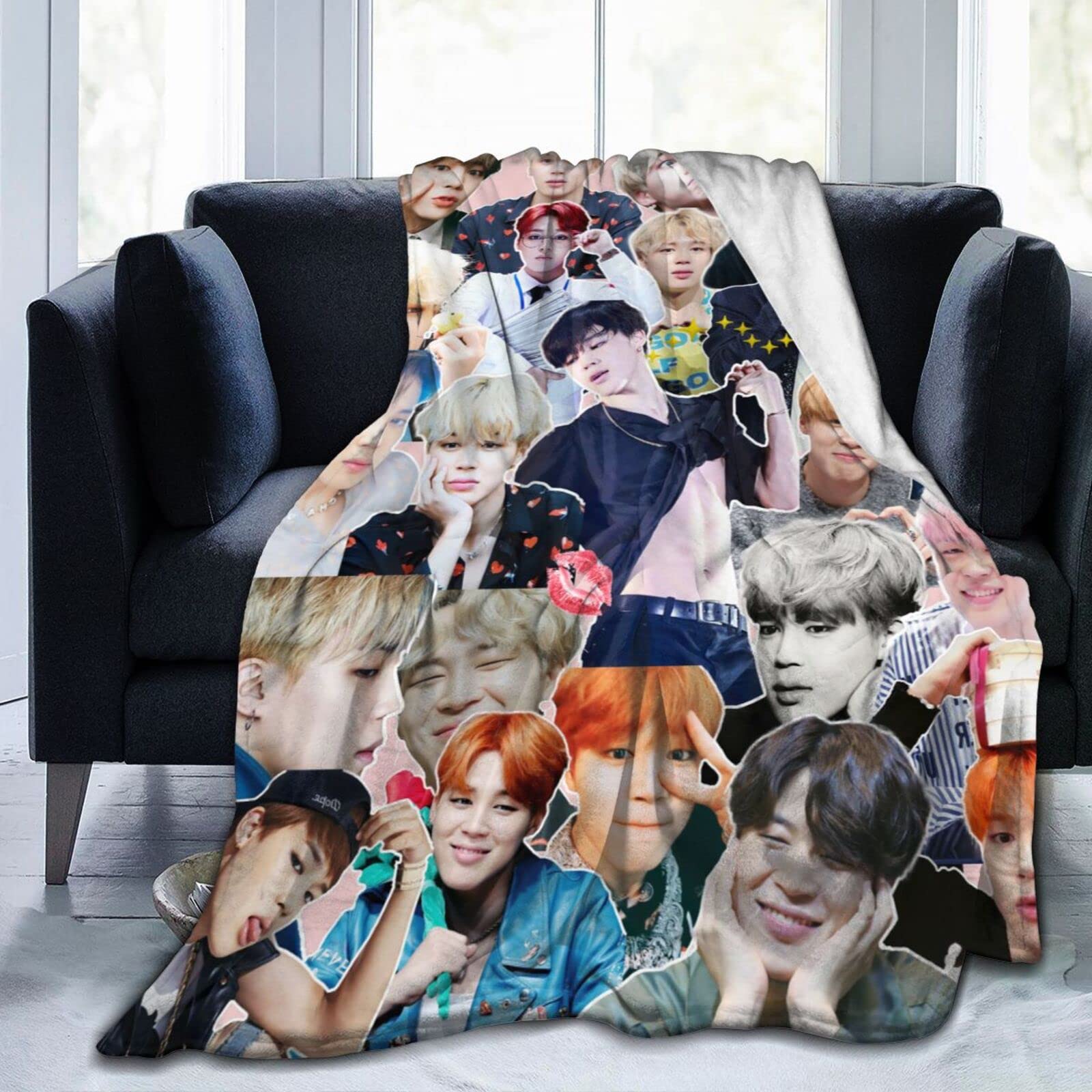 Suehome Blanket Jimin Soft and Comfortable Wool Fleece Throw Blankets for Sofa Office car Camping Yoga Travel Home Decoration Cozy Plush Beach Blanket Gift