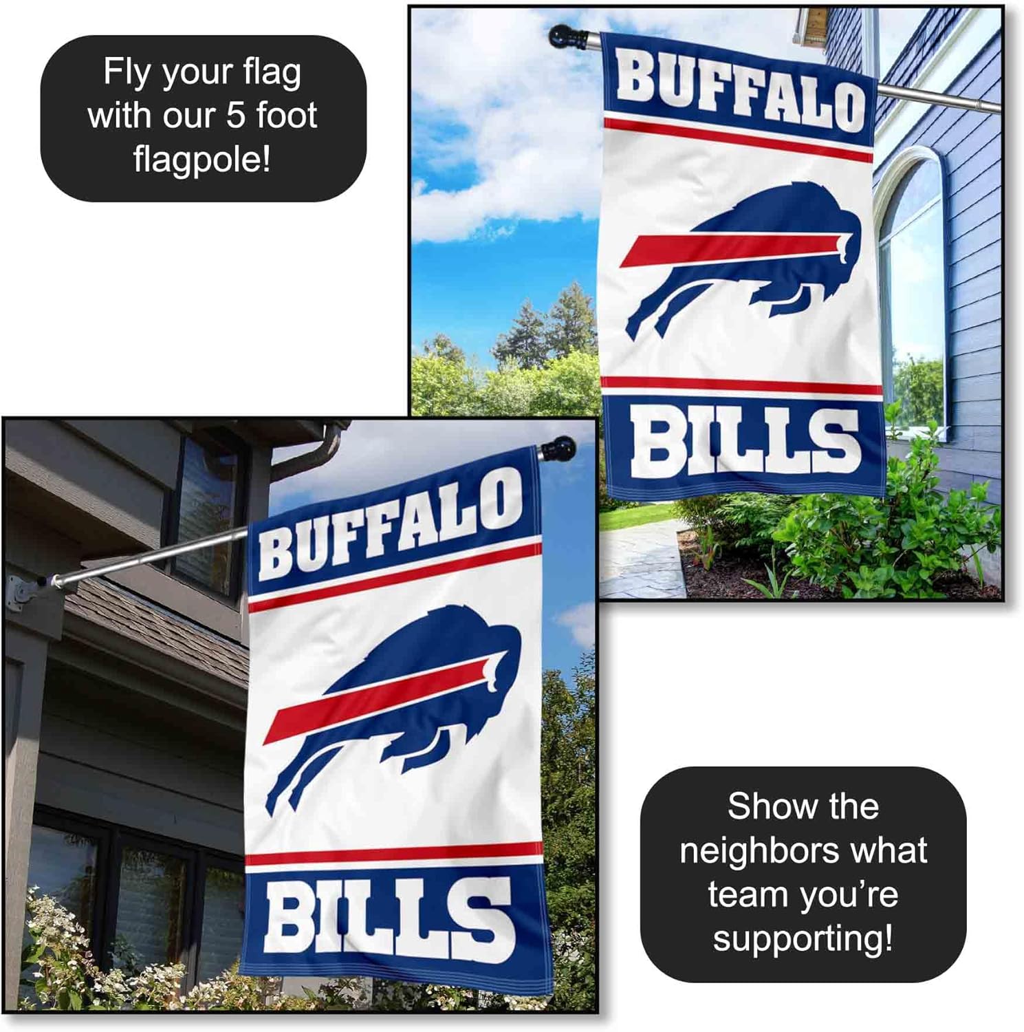 Buffalo Bills White Double Sided Banner Flag - Image 4