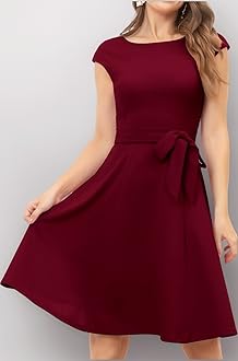 Women Casual Dresses Swing Tea Dress Cocktail Vintage A-Line Midi Party Dress