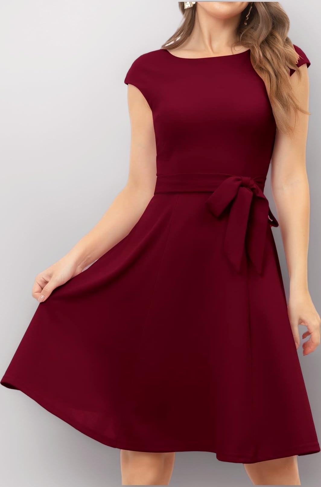 Women Casual Dresses Swing Tea Dress Cocktail Vintage A-Line Midi Party Dress