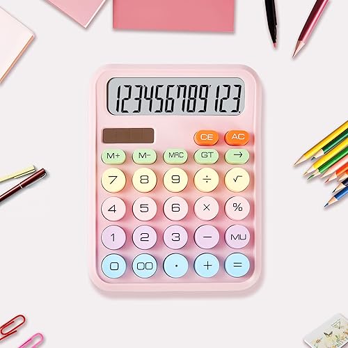 Miniatura 7 de Calculadora básica de escritorio con pantalla LCD grande de 12 dígitos y botones grandes, doble potencia (solar y batería), calculadora de