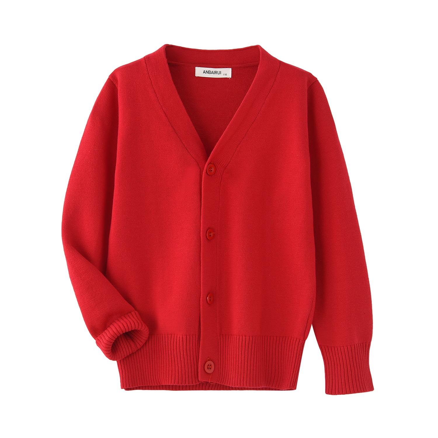 Unisex Boys Girls Cardigans Sweater V-Neck Long Sleeve School Uniforms Button Knit Tops