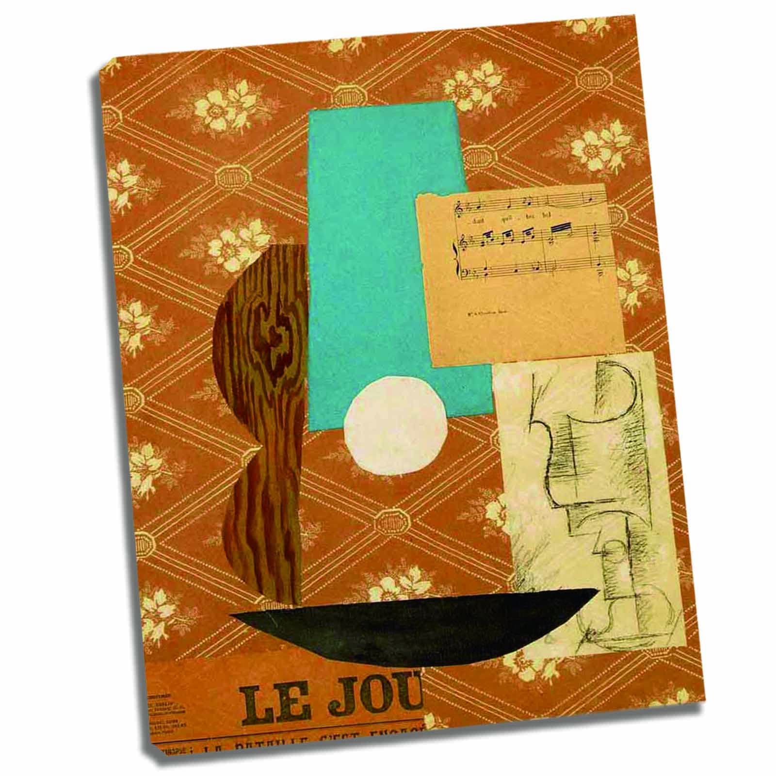 Pablo Picso-Guitar, Sheet Music and Glass Canvas Banksy Canvas Wall Art for Living Room Kitchen Wall Art for Bedroom Walls Bathroom Decor Pictures for Living Room(60x78cm24x31in,Frame)