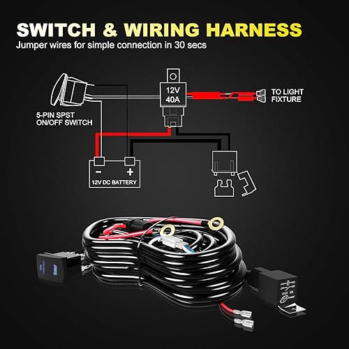 Miniatura 8 de Turbo SII 20 pulgadas 288 W 28000 lm Barra de luz LED Kit 4 piezas 4 pulgadas 60 W LED Pods conducción barra de luz antiniebla con arnés de cableado