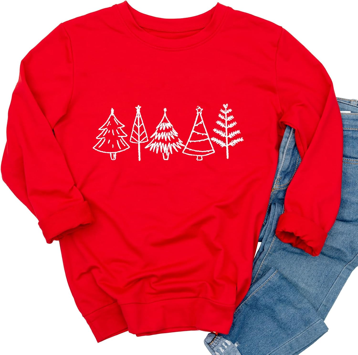 Ykomow Christmas Sweatshirt for women Retro Ugly Merry Christmas Sweaters Long Sleeve Xmas Graphic Shirts - Image 3