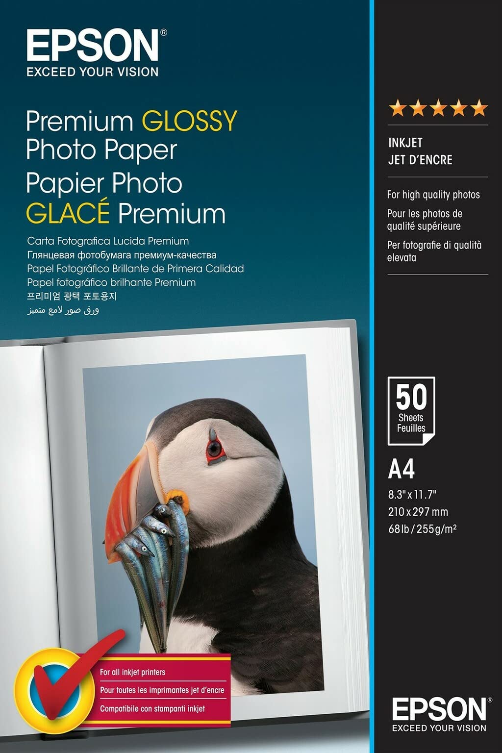 Epson Premium Glossy Photo Paper A4, confezione da 50 pezzi, C13S041624, confezione da 1, SKU EP41624