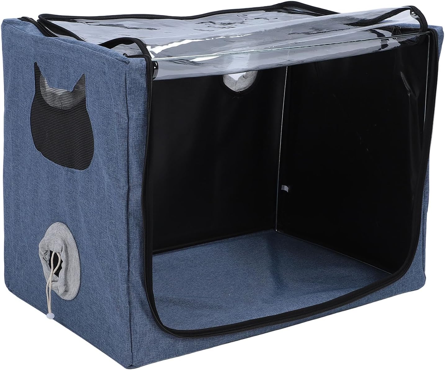 Pet Oxygen & Nebulizer Chamber, Transparent Foldable Box with Dual Holes for Inhalation Therapy, Spacious Design for Cats Dogs Small Animals, Home & Veterinary Hospital Use