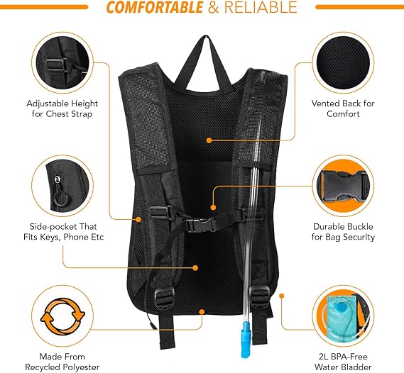 Vibe Festival Gear Rave Hydration Pack Backpack with 2L Water Bladder for Women Men Festival Hydropack, Hydro Pack, Leak Proof, Lightweight Teens, Party, Hiking, Running, Outdoor Sports