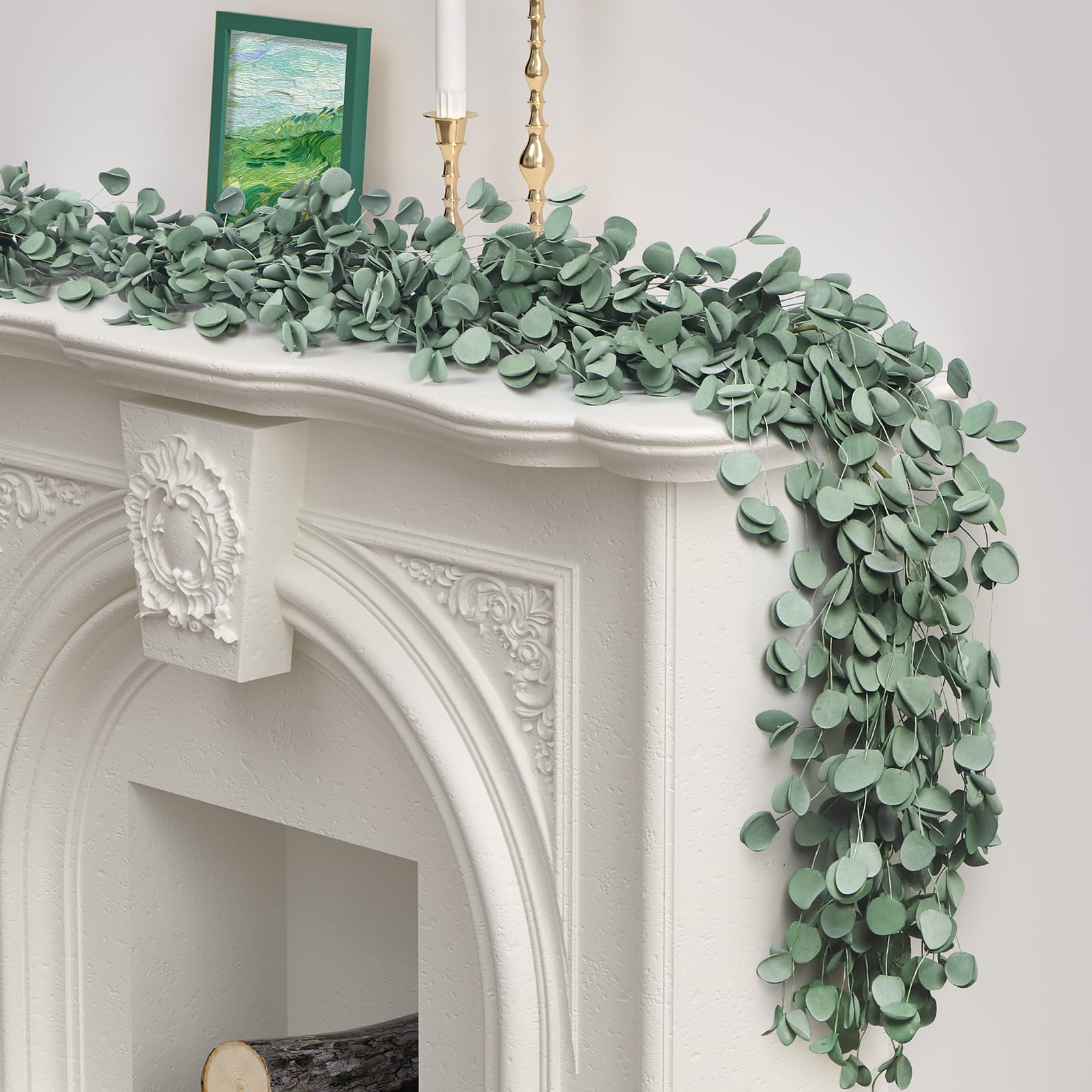 Eucalyptus Garland for Mantle, 6Ft Artificial Spring Garland for Table Centerpiece All Year Round Home Decor,Faux Greenery Garland for Indoor Outdoor