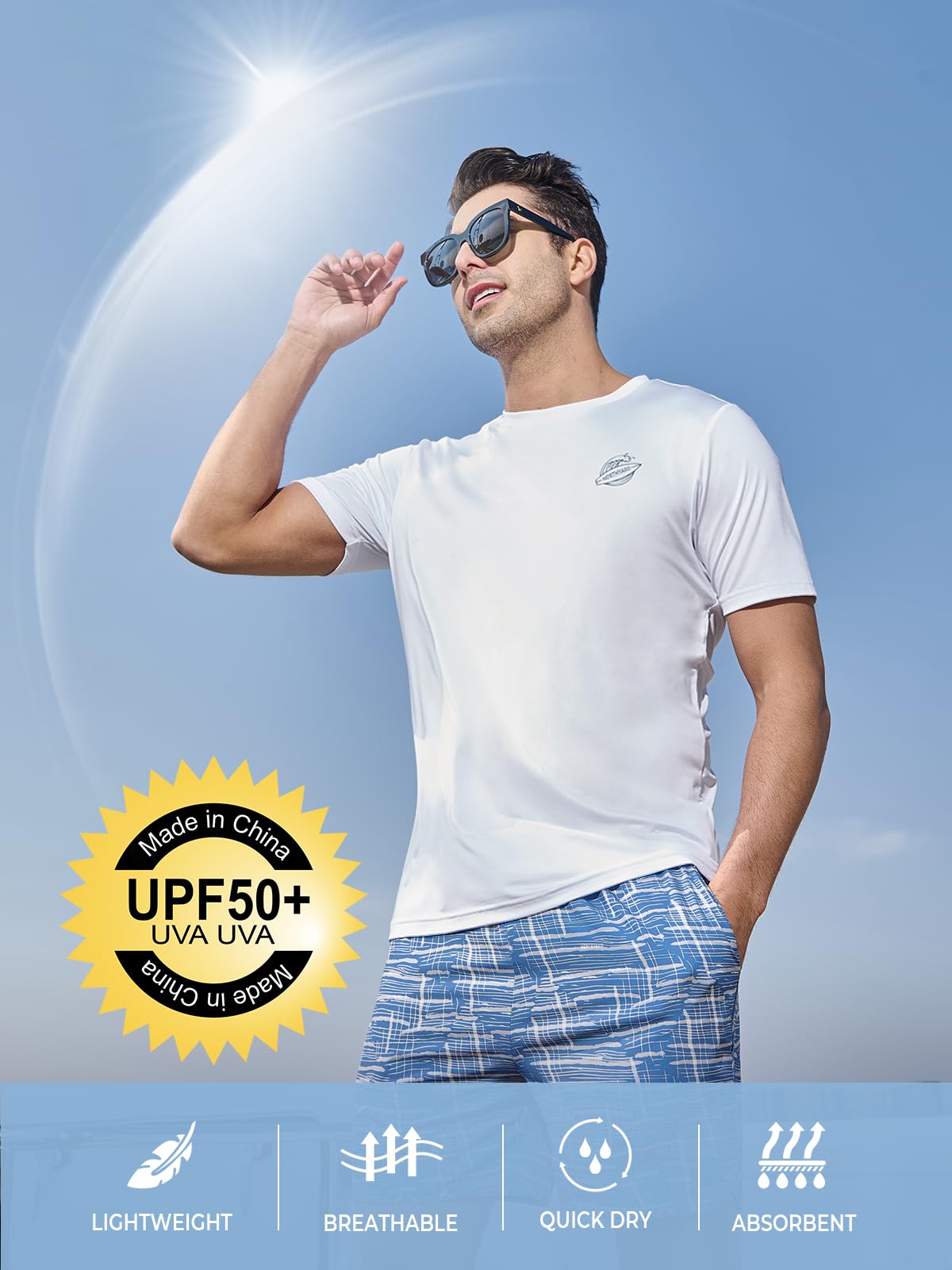 NORTHYARD Men's Athletic Quick Dry Running T-Shirts Workout Active Lightweight Short-Sleeve Shirts Gym Fishing Tee Tops White M