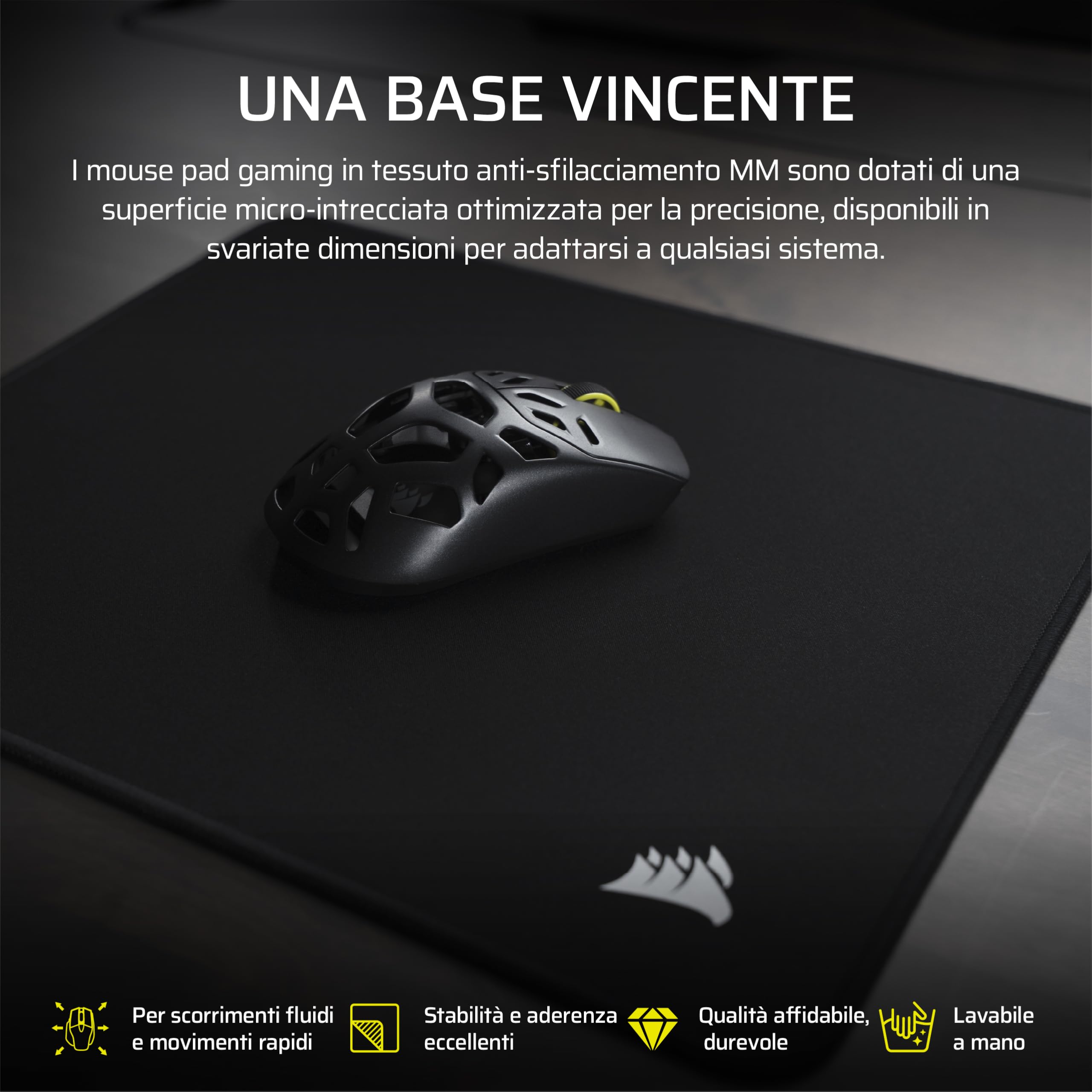 Corsair MM Tappetino Mouse Da Gioco In Tessuto Anti-Sfilacciamento – Nero | XXXL (1220 x 590 mm), Superficie Micro-Tessuta Di Precisione, Base Antiscivolo In Gomma Naturale, Bordi Cuciti