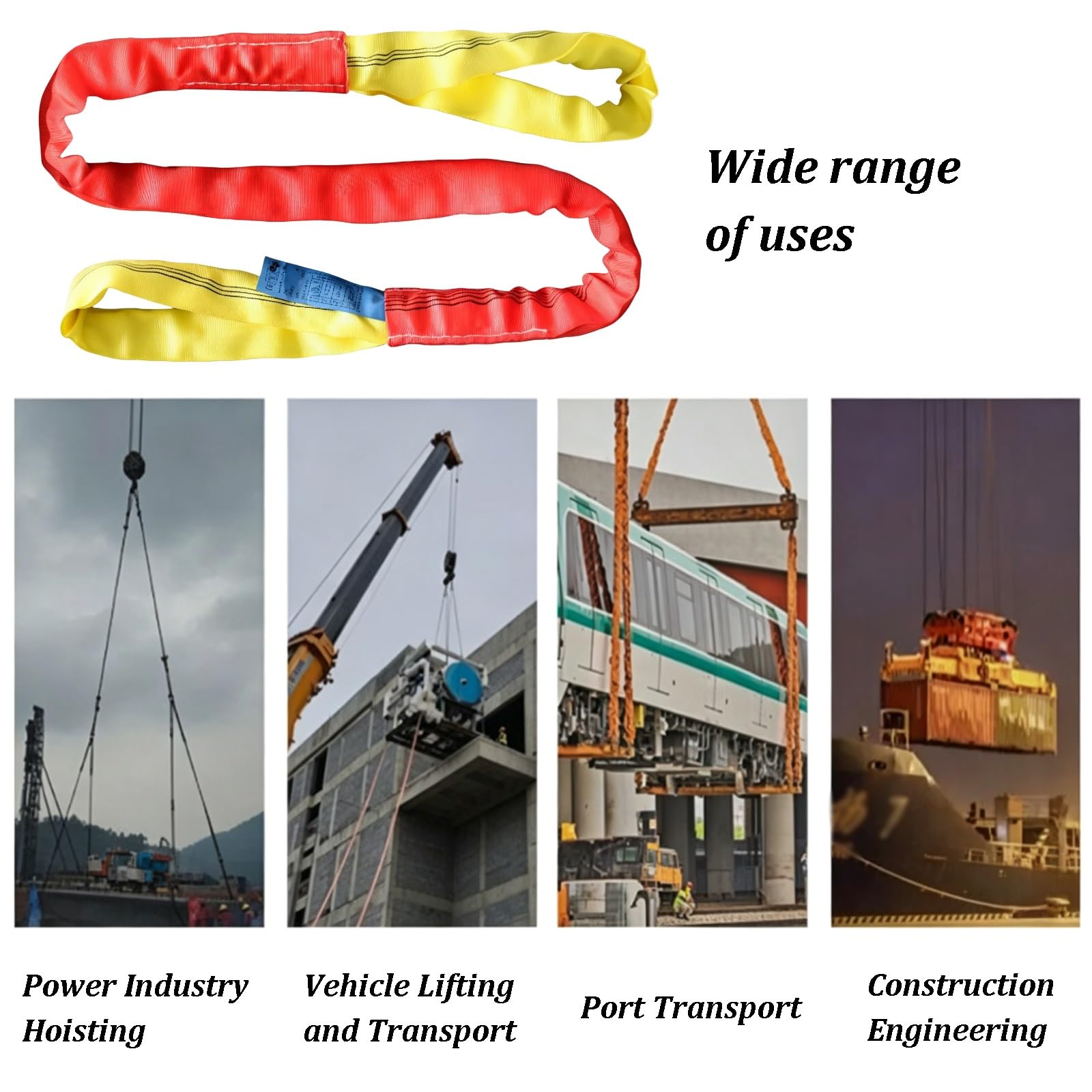 Braca Ad Anello In Poliestere Con Asole Terminali Tipo Eye-and-eye, Braca Di Sollevamento Resistente, Leggera E Pieghevole Per Cantieristica Navale, Trasporti, Macchinari(3 tons,2m)