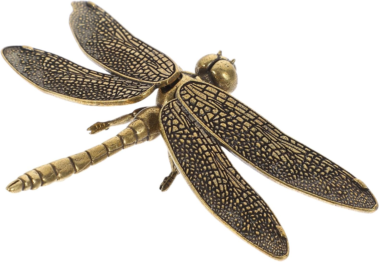 HOMSFOU 3.74Inch Copper Dragonfly Decor - Antique Dragonfly Ornament for Home/Office Desk & Tea Pet Collectible