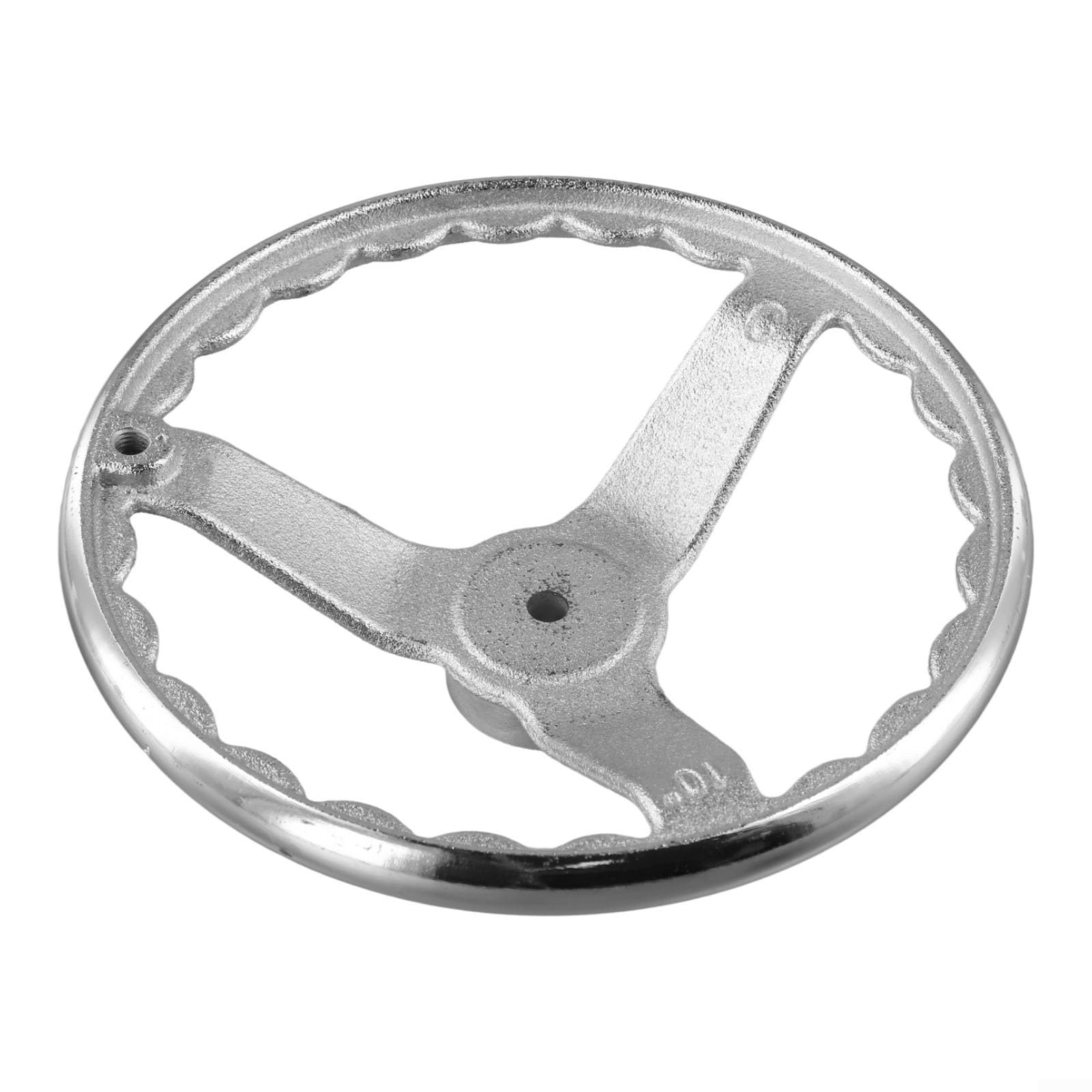 Volante de mano de hierro fundido cromado de 3 radios, rueda de mano, transmisión mecánica, mango corrugado para equipos de torno CNC (10 pulgadas)