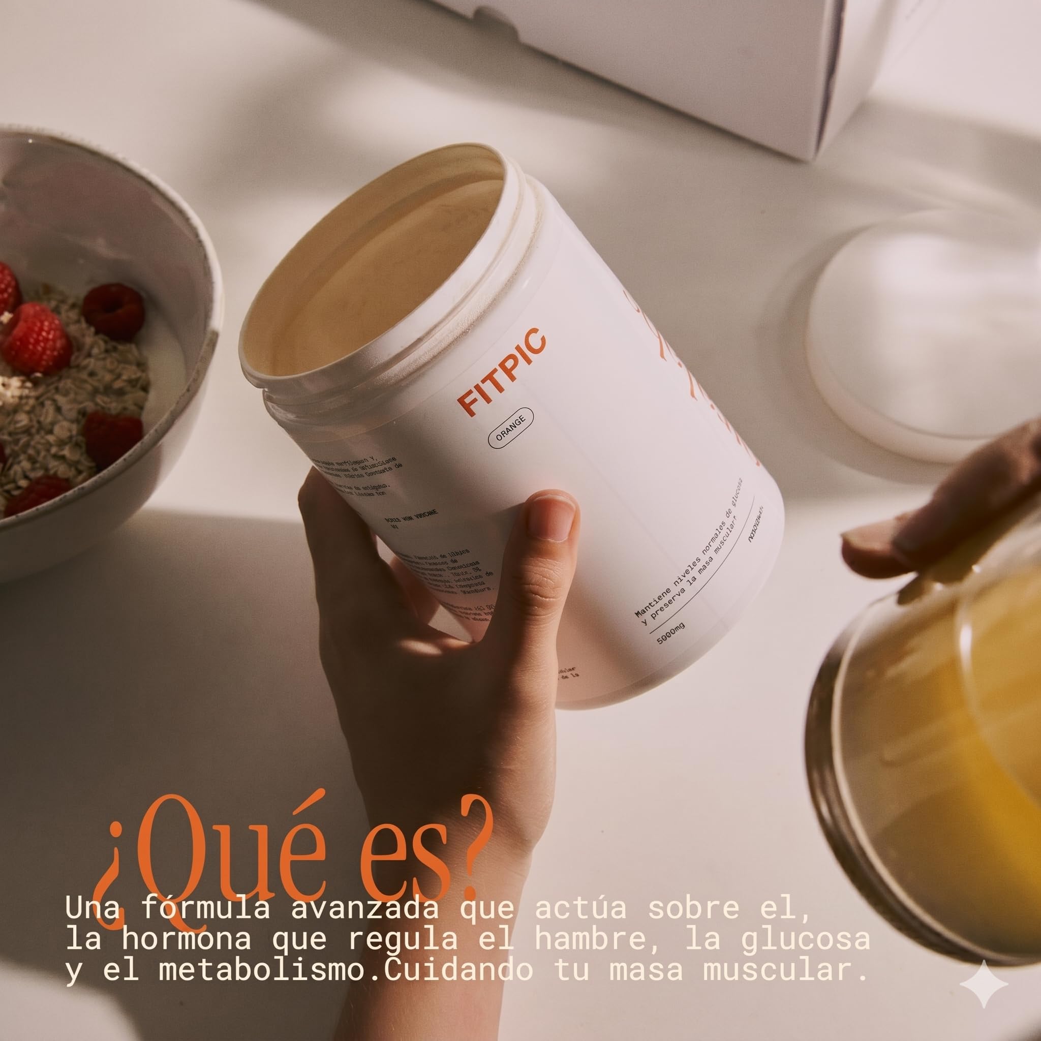 FITPIC - Complemento Alimenticio con Peptidos de Colageno, Fibra, Reducose, Simaluma y Cromo, 30 Dosis, Sabor Naranja