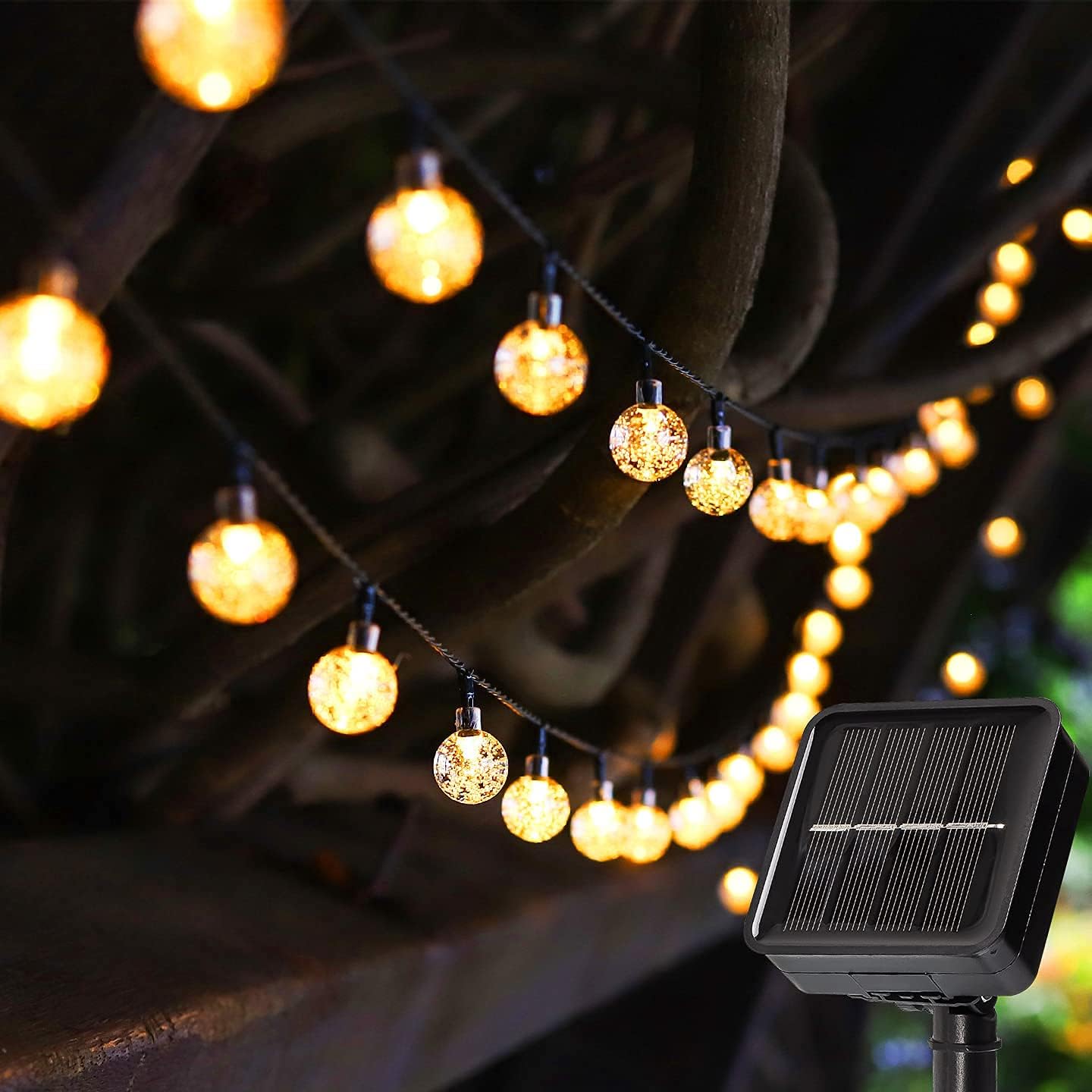 Metaku 33ft 80LED Globe String Lights Battery Operated + 23ft 50 LED Solar Outdoor String Lights 8 Modes Waterproof Indoor Outdoor Decorative Globe Lights for Patio Garden Gazebo Bistro Balcony