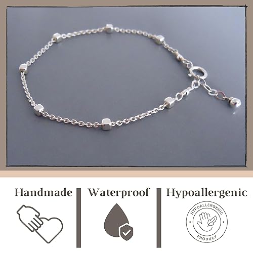 Miniatura 11 de Annika Bella Silver Bracelet, 6.5-7.5 Inches Hand Chain, 925 Silver Stackable Bracelets for Women, Valentines Day Gift, Jewelry for Teens