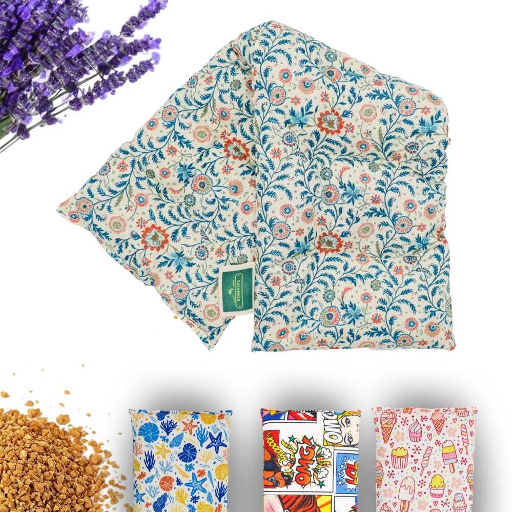 Saco Semillas Microondas - 50x15cm Semillas y Lavanda, 100% Algodón - Saco de Semillas para Microondas - Bolsa térmica Calor y Frío (Flores)