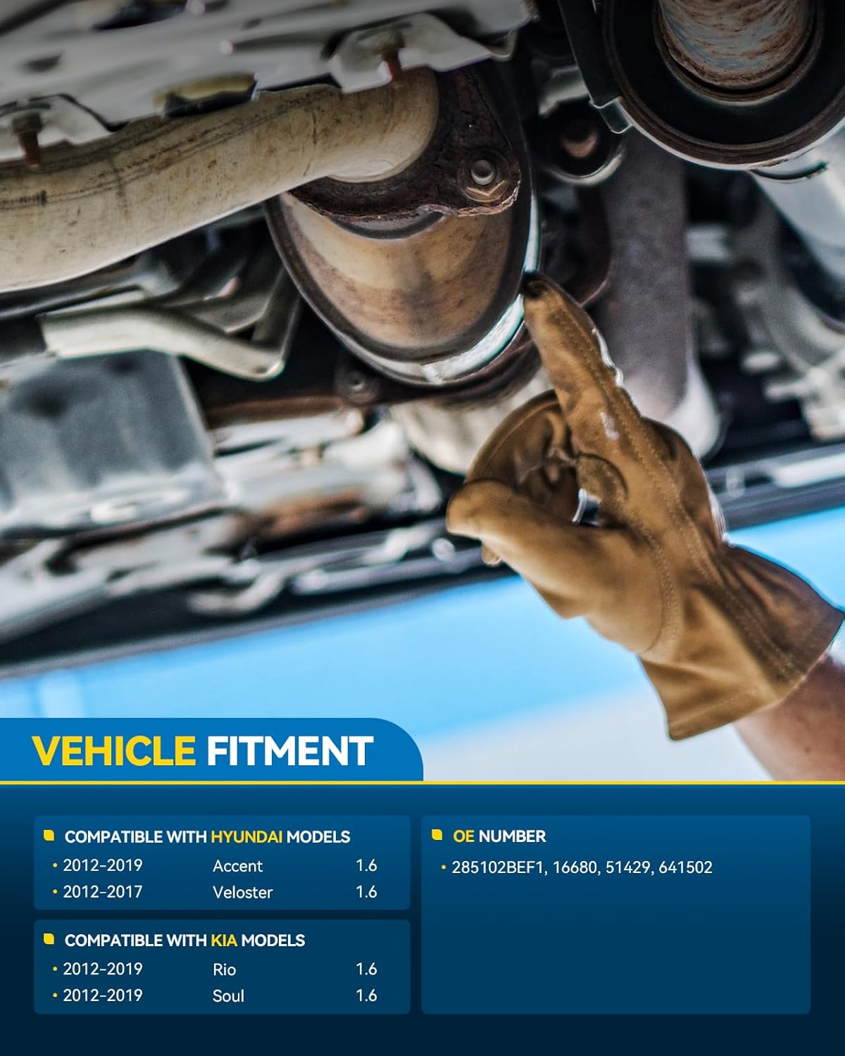 Catalytic Converter by PHILTOP Replacement for 2012-2019 Accent/Soul/Rio, 2012-2017 Veloster, 1.6L Naturally Aspirated, Catalyst Convert 16680, 641502, 40972, 1 Pack ONLY