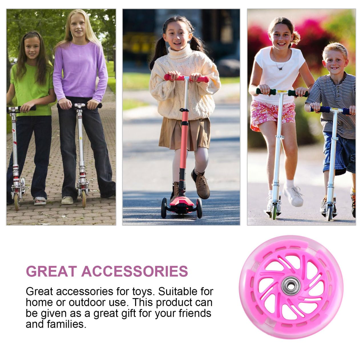 GALPADA Ruedas de Repuesto Luces Led de Pu Rosa para Patinete Eléctrico Alta Elasticidad y Resistencia al Desgaste, Ideales para Uso en Exteriores Casa