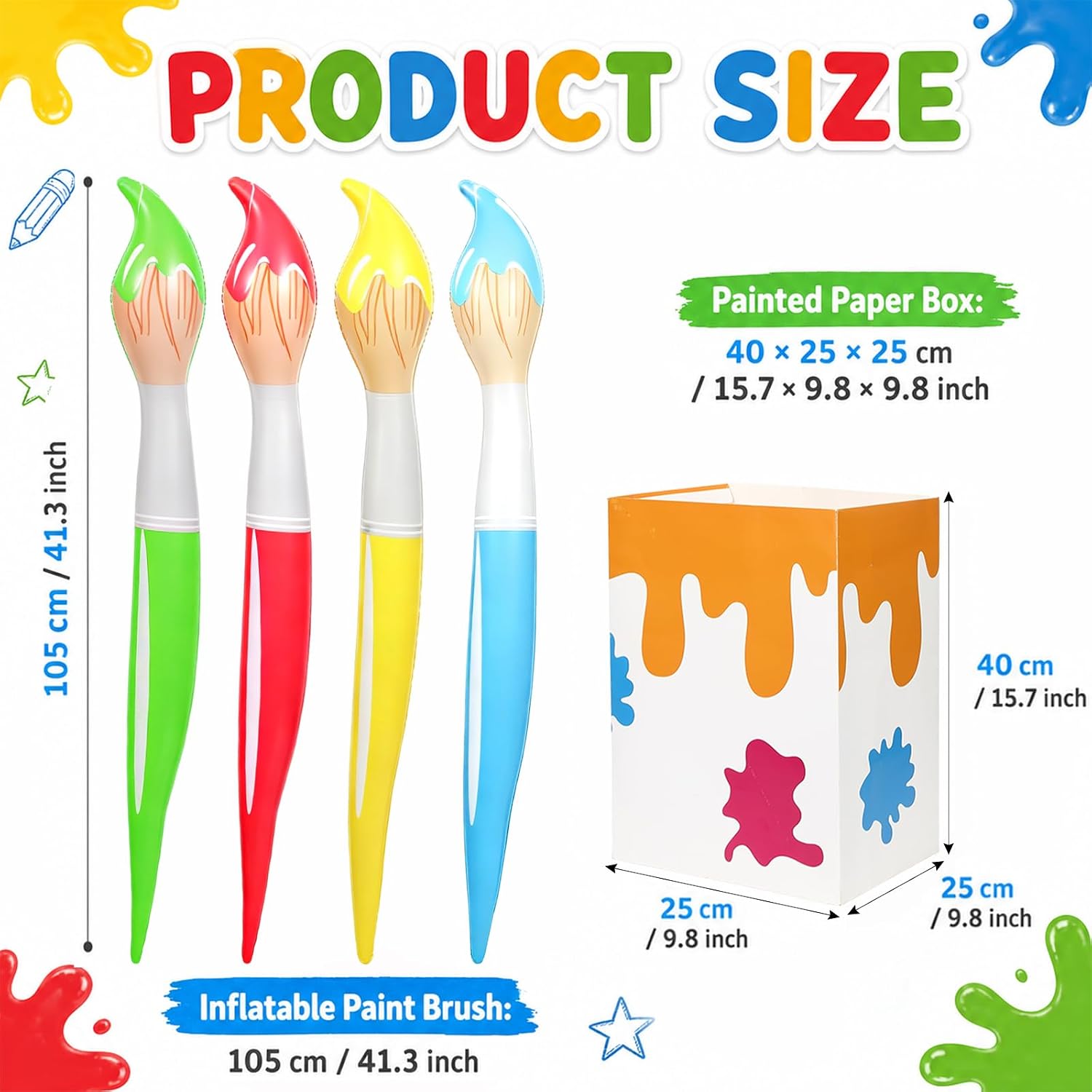 5PCS Art Paint Party Decoration Giant Inflatable Paint Brushes
