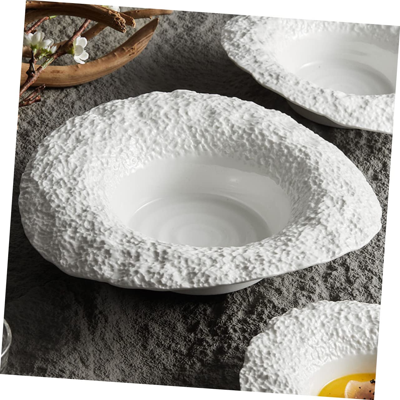 ABOOFAN Bol à Pâtes Chapeau 10 Pouces en Céramique Blanche, Forme Chapeau