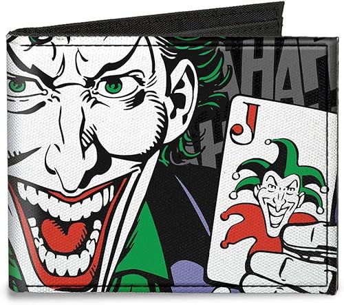 Buckle-Down Canvas Bi-fold Wallet-The Joker Hahahaha Close-up Pose Bla Buckle-Down Canvas Bi-fold Wallet-The Joker Hahahaha Close-up Pose Bla